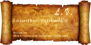Leipniker Valdemár névjegykártya